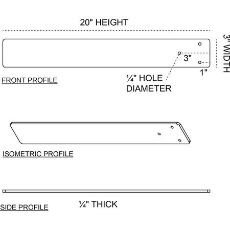 Ekena Millwork 3"W x 20"D Logan Hidden Support Steel Bracket w/ 16" Support Depth, Hammered Gray BKTM03X20LOHGY